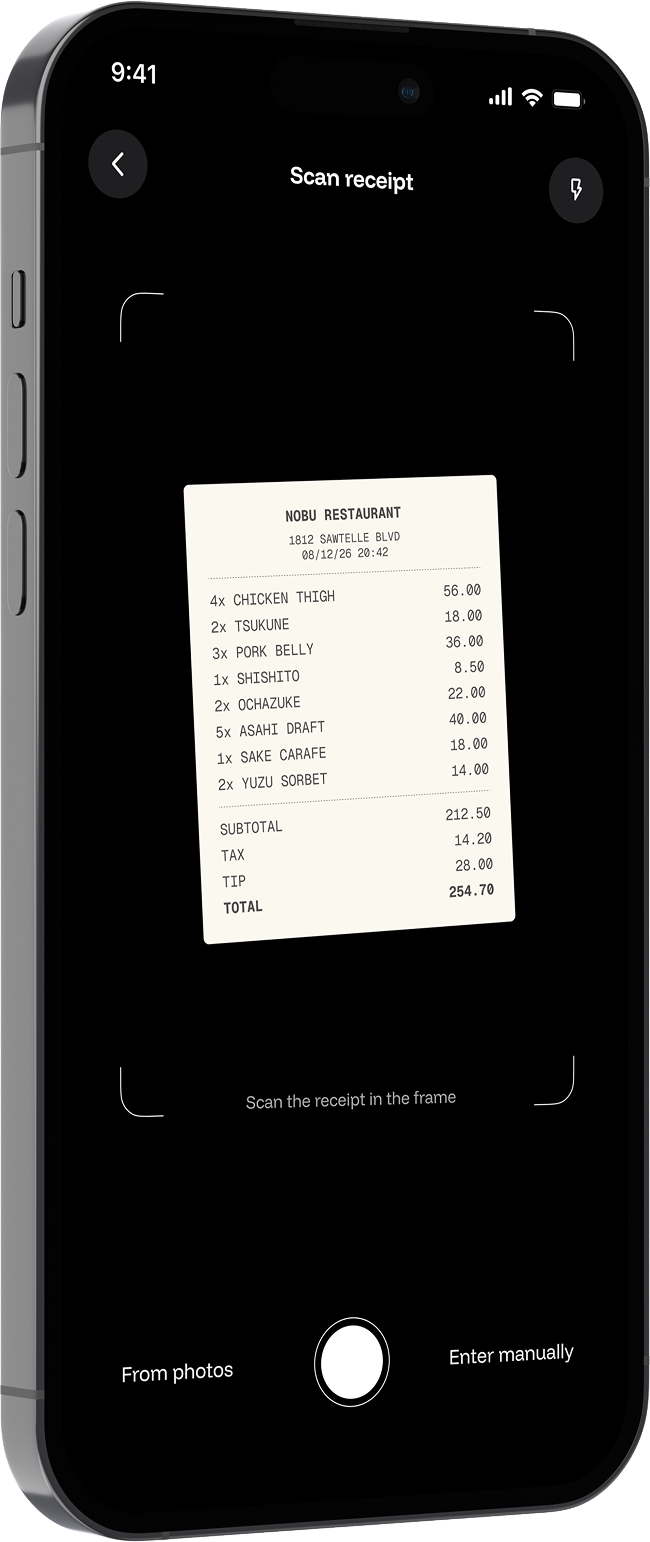 Depler scanning a restaurant receipt